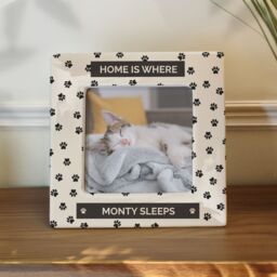 Personalised Memento Company Women's Personalised Pet Paw Print Ceramic 4x4 Frame in Beige - thumbnail 4