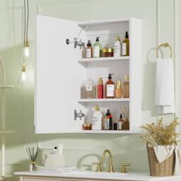 KEEPREAPER 3-Color LED Bathroom Mirror Cabinet 40x66cm Anti-Fog Wall Mounted in White - Size: 40x66 cm - thumbnail 8