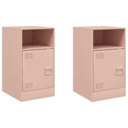 Berkfield Home Bedside Cabinets 2pcs Pink 34.5x39x62 cm Steel - thumbnail 2
