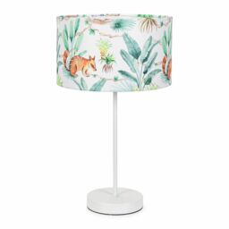ValueLights Charlie White Metal Single Stem Table Lamp with Jungle Lamp Shade & LED Bulb - thumbnail 2
