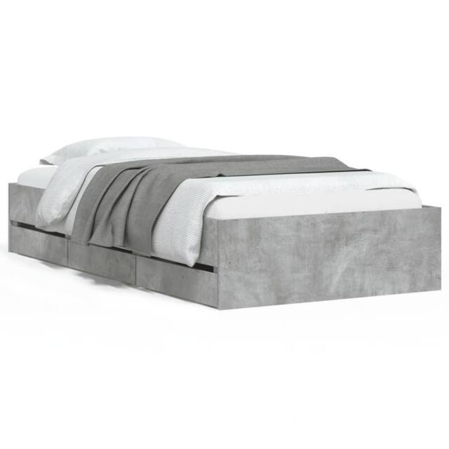 Berkfield Home Bed Frame with Drawers without Mattress Concrete Grey 90x200 cm - image 1