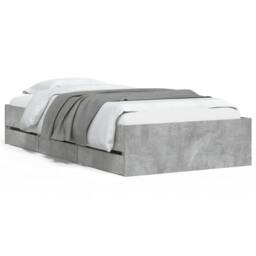 Berkfield Home Bed Frame with Drawers without Mattress Concrete Grey 90x200 cm - thumbnail 1