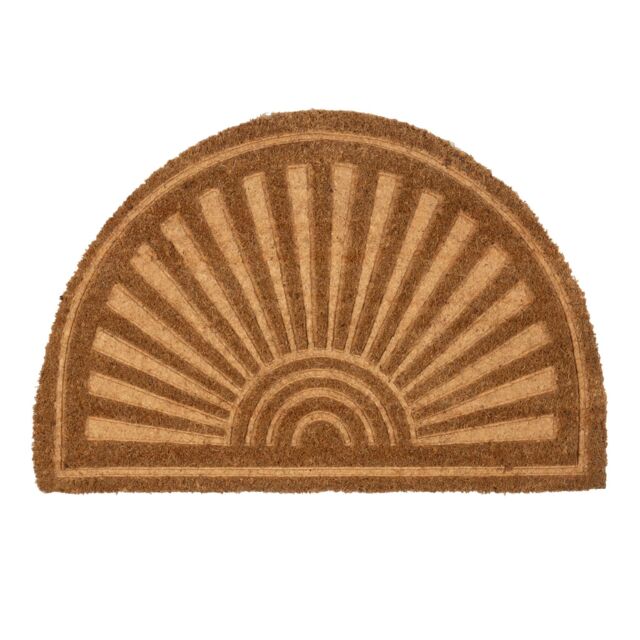 Nicola Spring Half Moon Coir Door Mat - 60 x 40cm - Embossed in Brown - Size: 40 cm x 60 cm - image 1