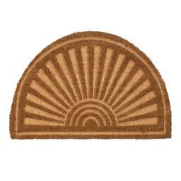 Nicola Spring Half Moon Coir Door Mat - 60 x 40cm - Embossed in Brown - Size: 40 cm x 60 cm - thumbnail 1