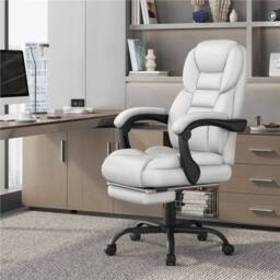 KORVIXA White Executive Chair with Retractable Footrest Office Chair - Size: 100 cm x 100 cm - thumbnail 5