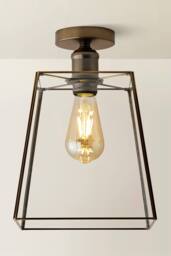 ValueLights Susie Glass Lantern Lamp Shade Flush Ceiling Light with Filament Bulb in Bronze - thumbnail 3
