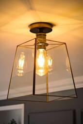 ValueLights Susie Glass Lantern Lamp Shade Flush Ceiling Light with Filament Bulb in Bronze - thumbnail 1