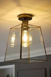 ValueLights Susie Glass Lantern Lamp Shade Flush Ceiling Light with Filament Bulb in Bronze - thumbnail 2