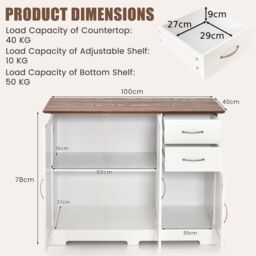 Costway Buffet Cabinet Kitchen Modern Storage Cabinet with Adjustable Shelf - thumbnail 2