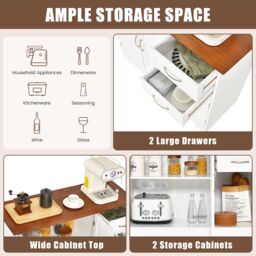 Costway Buffet Cabinet Kitchen Modern Storage Cabinet with Adjustable Shelf - thumbnail 4