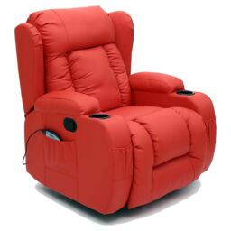 More4Homes Caesar Bonded Leather Recliner Rocking Swivel Heat & Massage Chair in Red - thumbnail 2