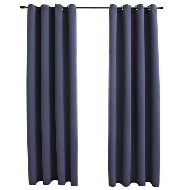 Berkfield Home Blackout Curtains with Metal Rings 2 pcs Anthracite 140x245 cm in Dark Grey - image 1