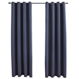 Berkfield Home Blackout Curtains with Metal Rings 2 pcs Anthracite 140x245 cm in Dark Grey