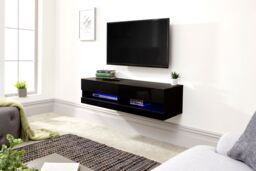 GFW Galicia 120cm Wall TV Unit with LED in Black - thumbnail 5