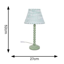 ValueLights Bobbins Sage Green Table Lamp with Tapered Fabric Pleasted Lamp Shade in Pale Green - thumbnail 4