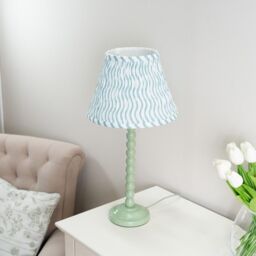 ValueLights Bobbins Sage Green Table Lamp with Tapered Fabric Pleasted Lamp Shade in Pale Green - thumbnail 6