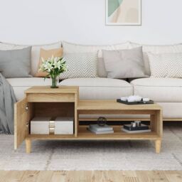 Berkfield Home Coffee Table Sonoma Oak 100x50x45 cm Engineered Wood in Brown - Size: 100 x 50 x 45 cm - thumbnail 3