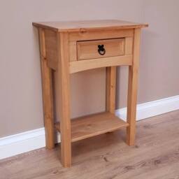 FORGEVIO Console Table 1 Drawer Mexican Solid Wood Pine in Brown - thumbnail 5