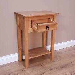 FORGEVIO Console Table 1 Drawer Mexican Solid Wood Pine in Brown - thumbnail 3