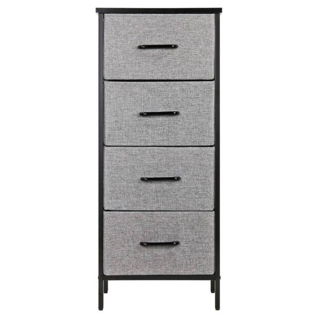 FLAVORA 4 Drawer Fabric Storage Unit with Wood Top in Grey - Size: 100 cm x 100 cm - image 1