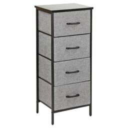 FLAVORA 4 Drawer Fabric Storage Unit with Wood Top in Grey - Size: 100 cm x 100 cm - thumbnail 4
