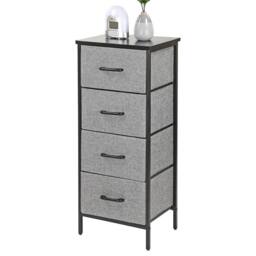 FLAVORA 4 Drawer Fabric Storage Unit with Wood Top in Grey - Size: 100 cm x 100 cm - thumbnail 2