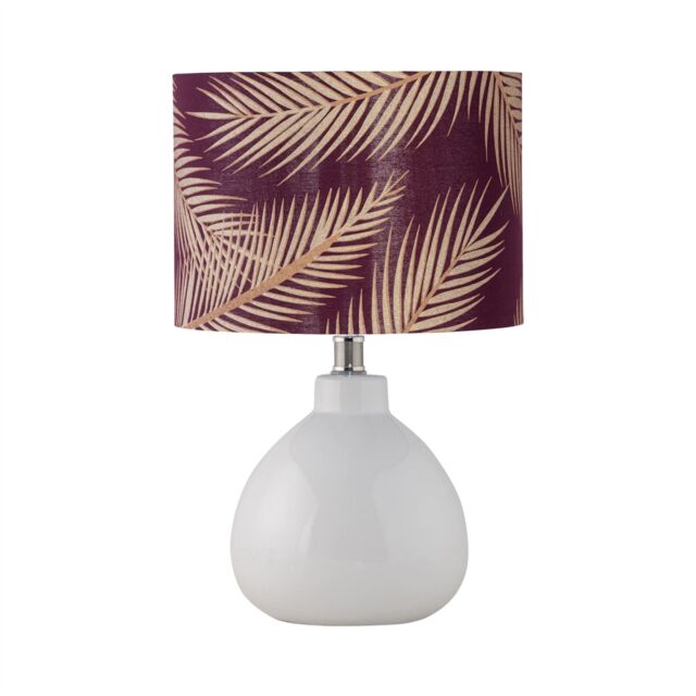 First Choice Lighting Tuscan - White Ceramic Lamp with Tropical Burgundy Shade - image 1
