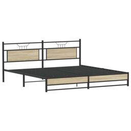 Berkfield Home Metal Bed Frame without Mattress Sonoma Oak 200x200 cm in Brown - thumbnail 5
