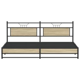 Berkfield Home Metal Bed Frame without Mattress Sonoma Oak 200x200 cm in Brown - thumbnail 6