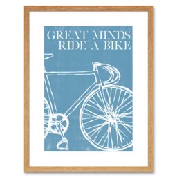 "Artery8 Wall Art Print Great Minds Ride A Bike Artwork Framed 9X7 Inch in Beige - Size: W7"" x H9""" - thumbnail 1