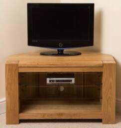 Thats Furniture Kuba Solid Oak Corner TV Unit with Storage in Light Oak - thumbnail 2