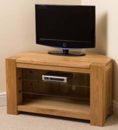 Thats Furniture Kuba Solid Oak Corner TV Unit with Storage in Light Oak - thumbnail 3