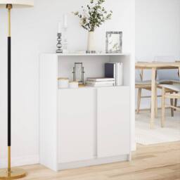 Berkfield Home Sideboard with LED White 77x34x100 cm Engineered Wood - Size: 77 x 34 x 100 cm - thumbnail 4