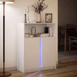 Berkfield Home Sideboard with LED White 77x34x100 cm Engineered Wood - Size: 77 x 34 x 100 cm - thumbnail 5