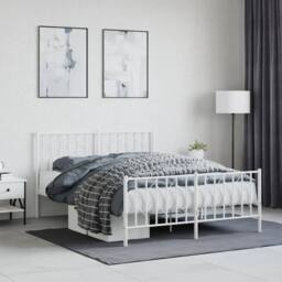Berkfield Home Metal Bed Frame without Mattress with Footboard¬†White 135x190cm in White - Size: 135x190 cm - thumbnail 2
