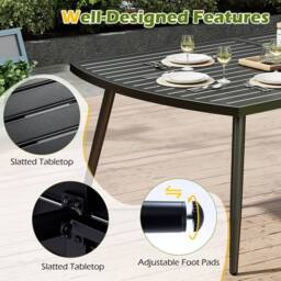 Gymax 160 cm Rectangle Dining Table With Umbrella Hole Outdoor Bistro Table in Black - thumbnail 9