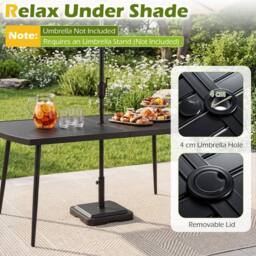 Gymax 160 cm Rectangle Dining Table With Umbrella Hole Outdoor Bistro Table in Black - thumbnail 4