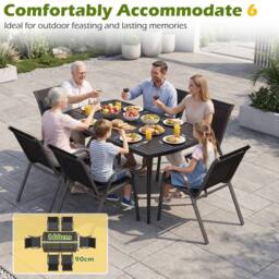 Gymax 160 cm Rectangle Dining Table With Umbrella Hole Outdoor Bistro Table in Black - thumbnail 2