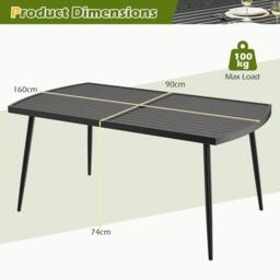 Gymax 160 cm Rectangle Dining Table With Umbrella Hole Outdoor Bistro Table in Black - thumbnail 3