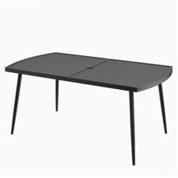 Gymax 160 cm Rectangle Dining Table With Umbrella Hole Outdoor Bistro Table in Black