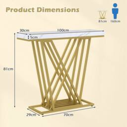 KORVIXA Console Table with Faux Marble Rectangular in White - Size: 100 cm - thumbnail 2