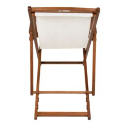 Charles Bentley Folding Eucalyptus Wooden Deck Chair Beach Sun Lounger in Off-White - thumbnail 6
