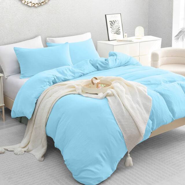 Grace Premium Reversible Prewashed Duvet Cover Set with Zipper Closure in Light Blue - Size: Single - image 1