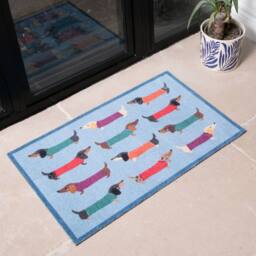 Artsy Mats Dachshund Indoor Washable Doormat in Blue - Size: 50 cm x 80 cm - thumbnail 1