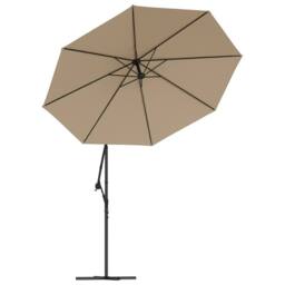 Berkfield Home Cantilever Umbrella with LED Lights & Steel Pole 300 cm Taupe in Beige - thumbnail 4