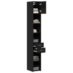 Berkfield Home Slim Storage Cabinet Black Oak 30x42.5x225 cm Engineered Wood - thumbnail 3