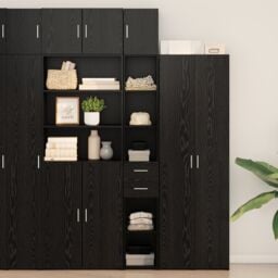 Berkfield Home Slim Storage Cabinet Black Oak 30x42.5x225 cm Engineered Wood - thumbnail 1