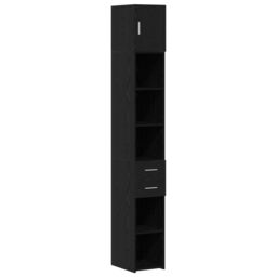 Berkfield Home Slim Storage Cabinet Black Oak 30x42.5x225 cm Engineered Wood - thumbnail 2