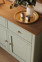 FWStyle Oak Veneer Sideboard Sage Green 2 Doors 2 Drawers Storage Cabinet - thumbnail 2