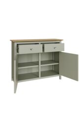 FWStyle Oak Veneer Sideboard Sage Green 2 Doors 2 Drawers Storage Cabinet - thumbnail 3